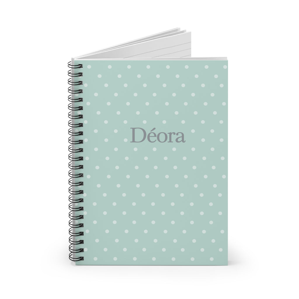Personalized Polka Dot Spiral Notebook — 'Déora' Ruled Journal