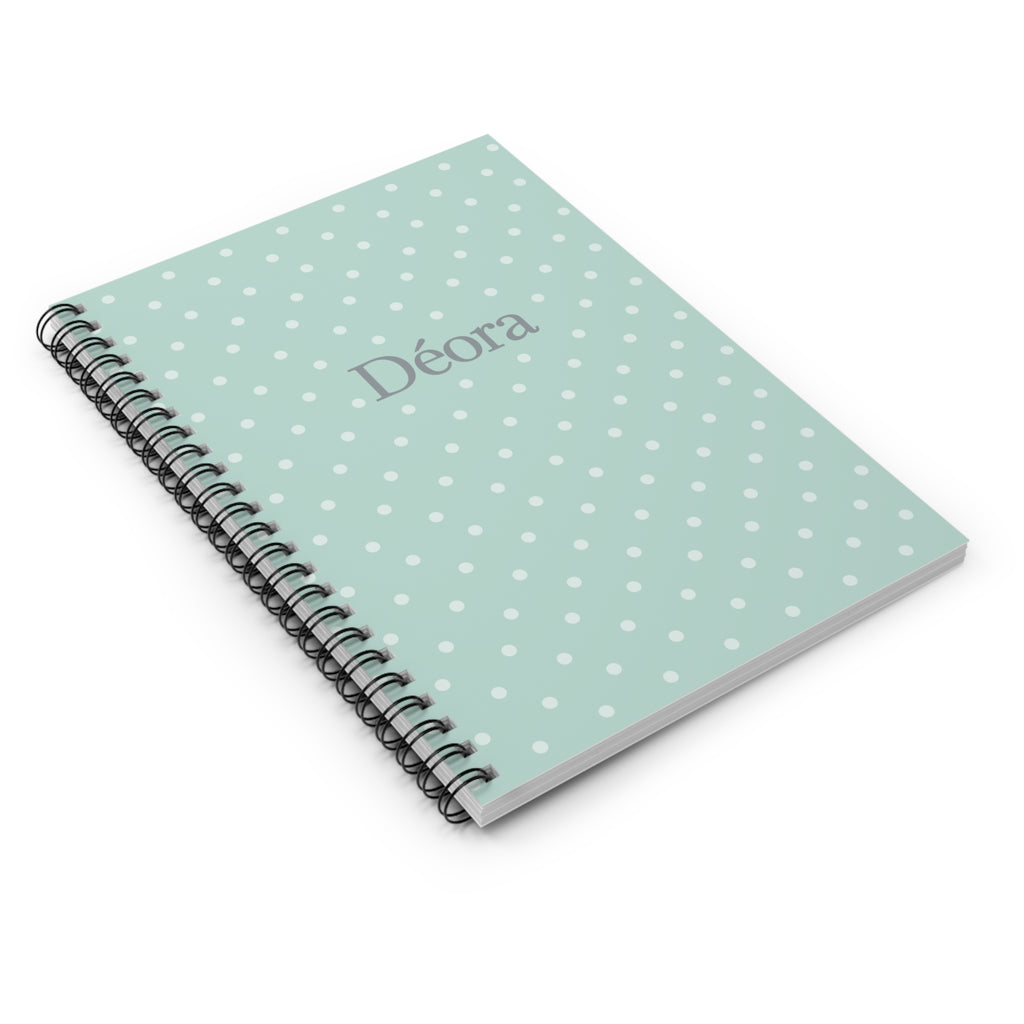 Personalized Polka Dot Spiral Notebook — 'Déora' Ruled Journal