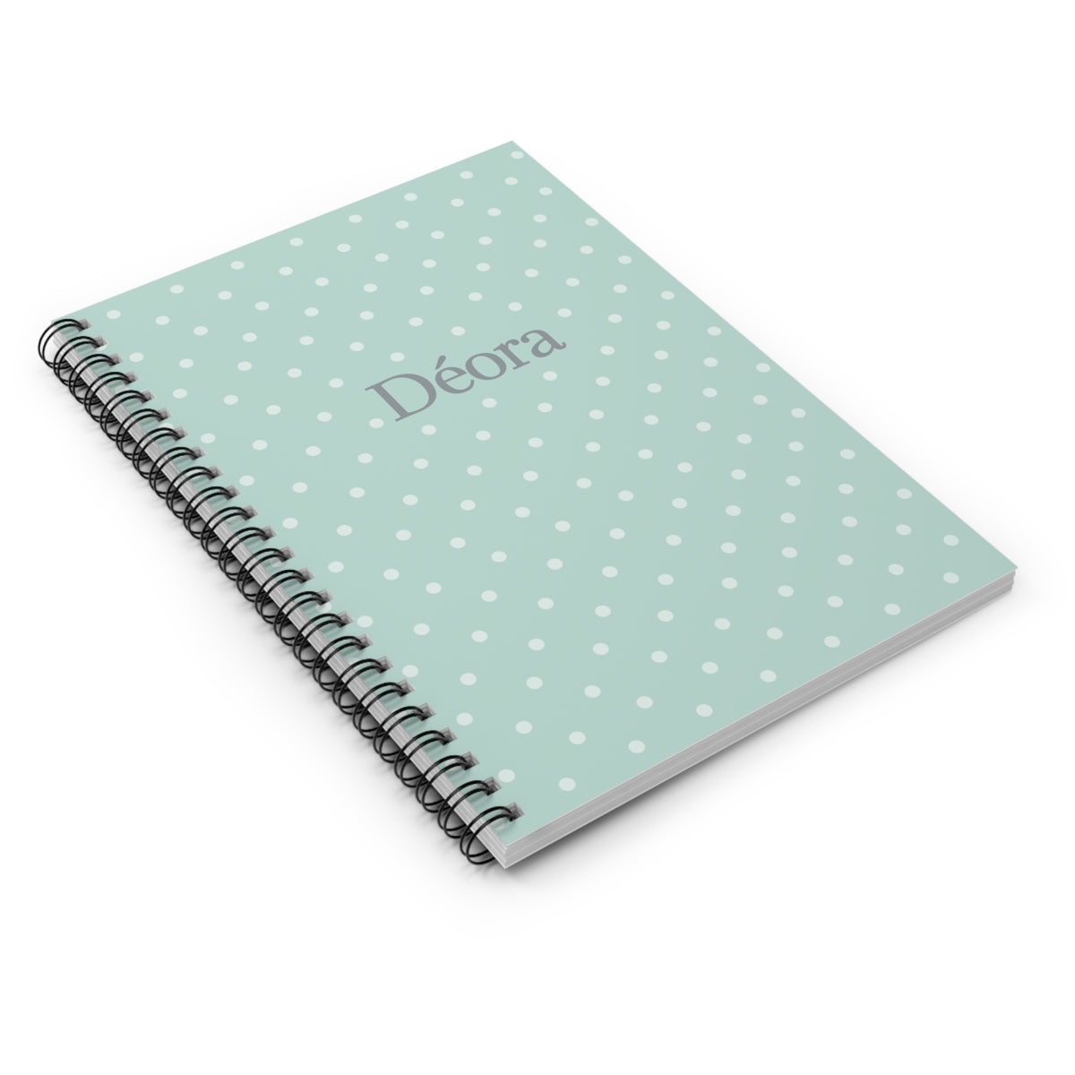 Personalized Polka Dot Spiral Notebook — 'Déora' Ruled Journal