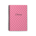 Pink Polka Dot Spiral Notebook — Personalized “Déora” Ruled Journal