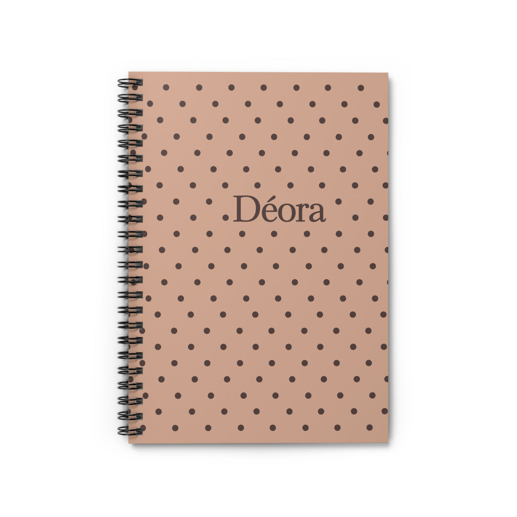 Personalized Polka Dot Spiral Notebook — "Déora" Ruled Journal