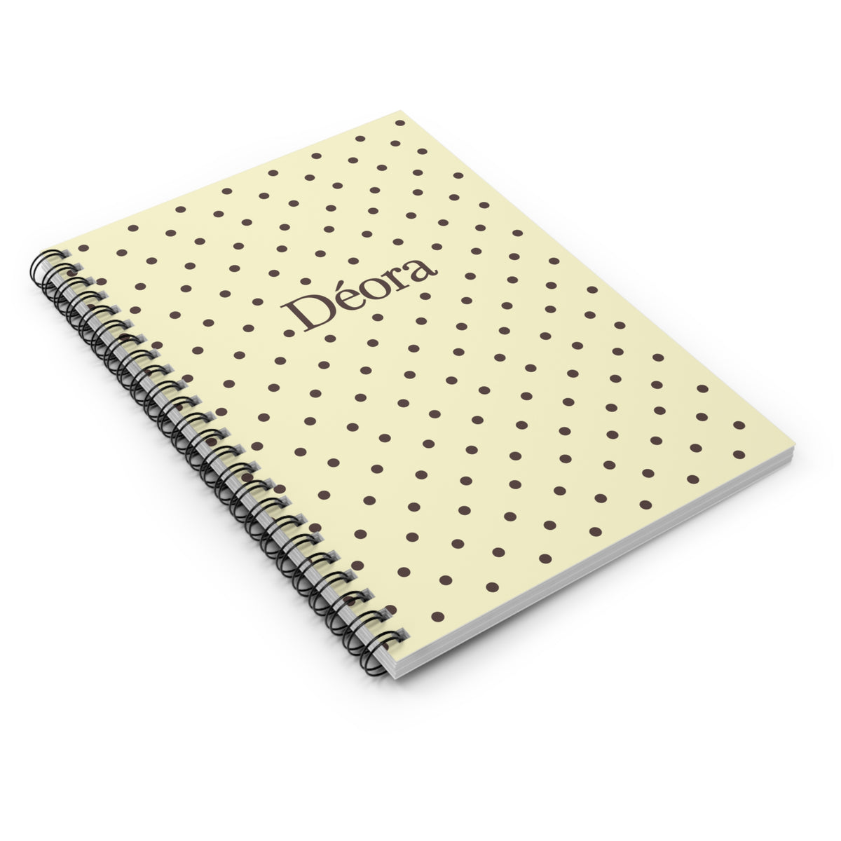 Personalized Polka Dot Spiral Notebook — "Déora" Ruled Journal