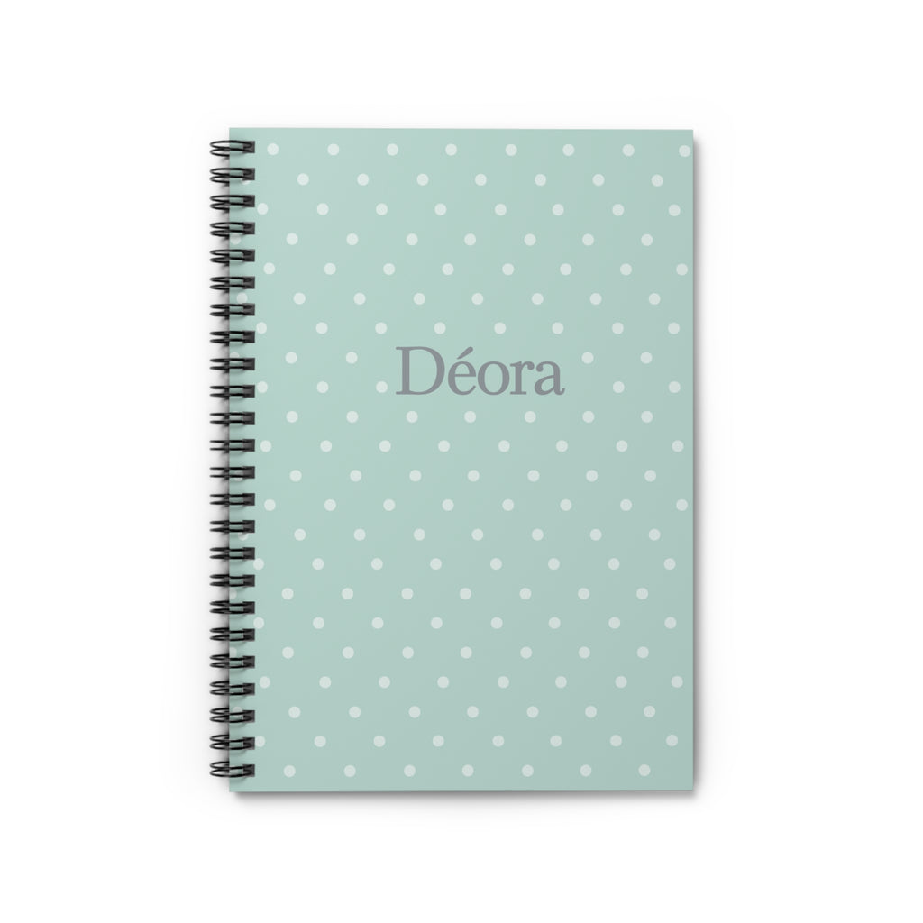 Personalized Polka Dot Spiral Notebook — 'Déora' Ruled Journal