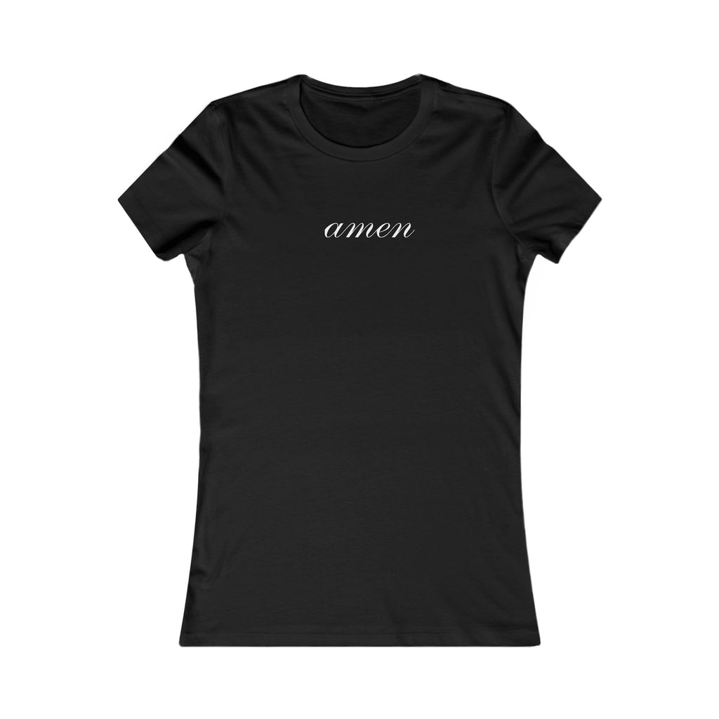 Amen Script Women's Tee — Minimalist Inspirational Christian Shirt