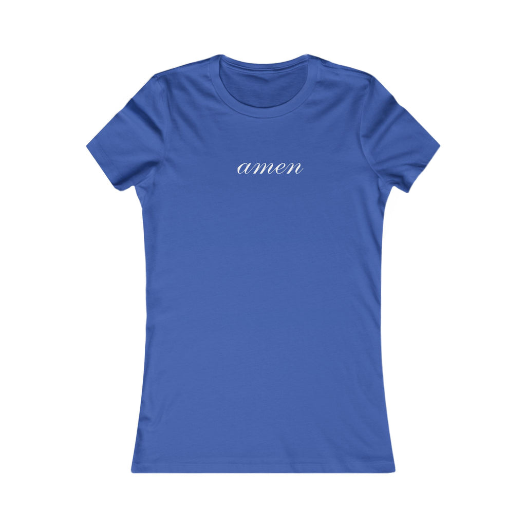 Amen Script Women's Tee — Minimalist Inspirational Christian Shirt