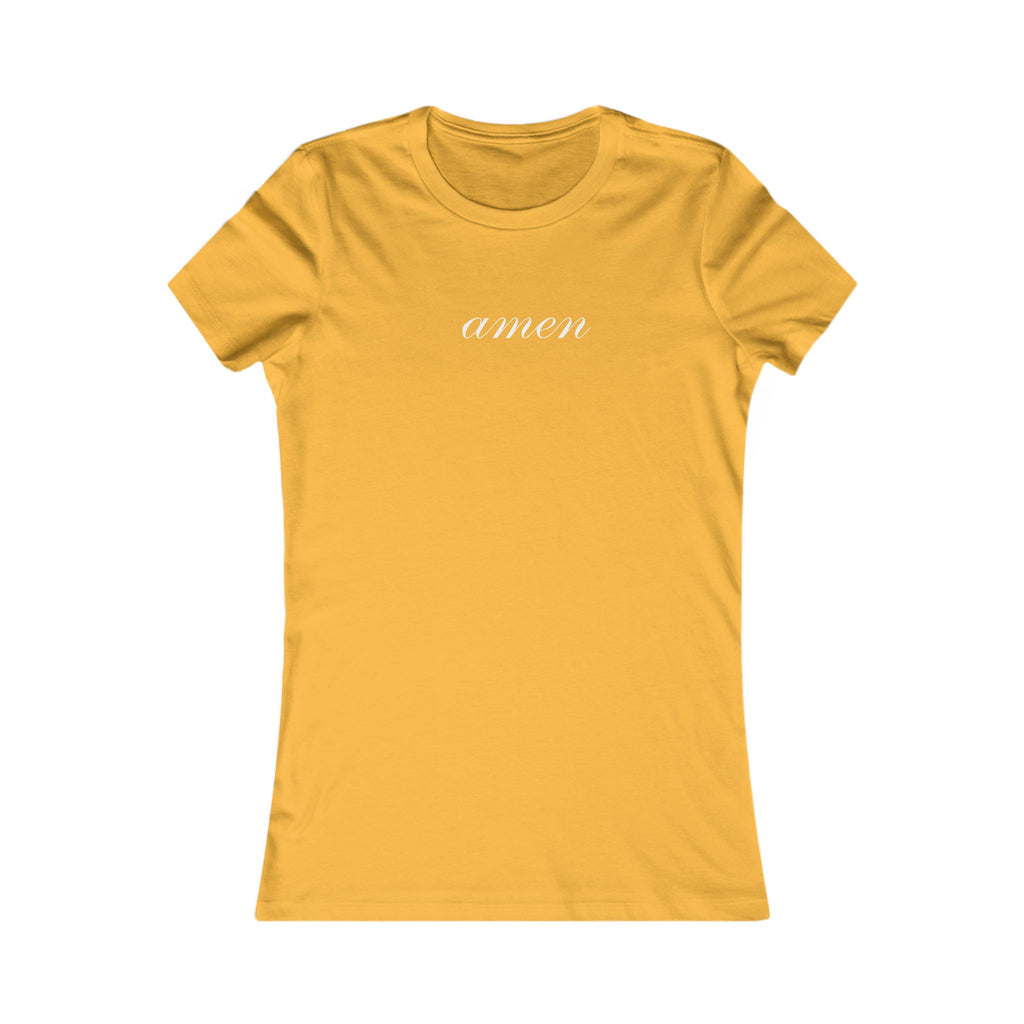 Amen Script Women's Tee — Minimalist Inspirational Christian Shirt