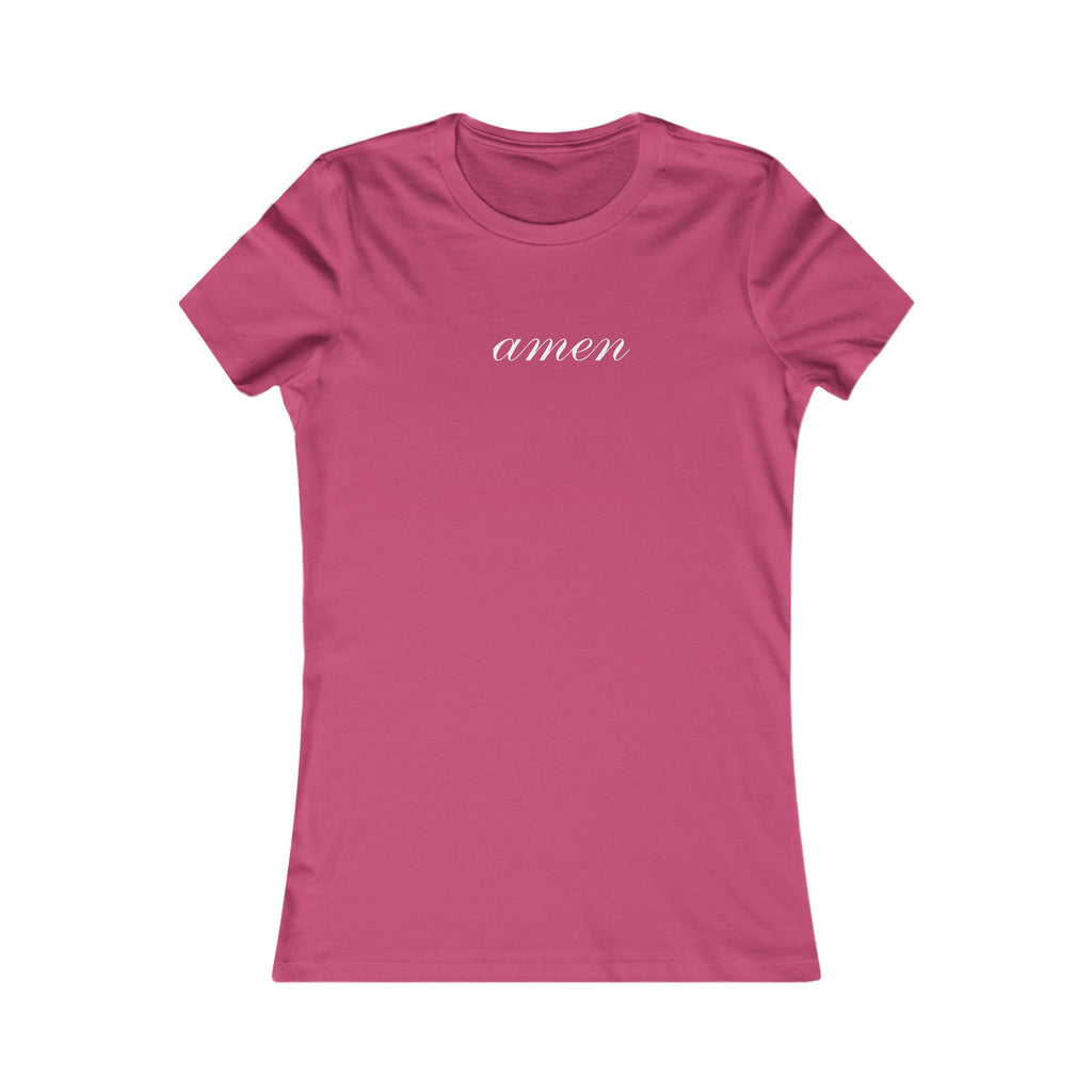 Amen Script Women's Tee — Minimalist Inspirational Christian Shirt