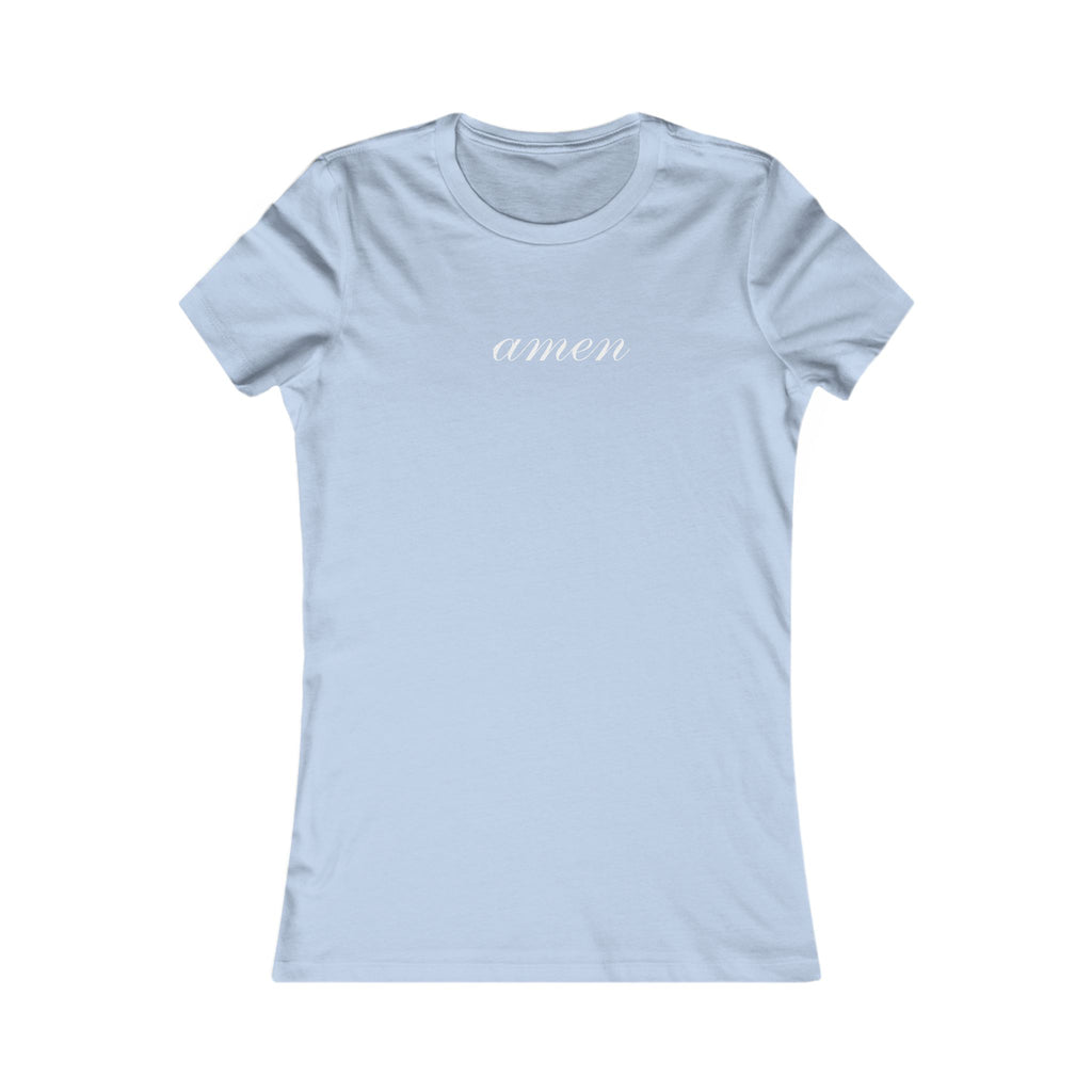 Amen Script Women's Tee — Minimalist Inspirational Christian Shirt