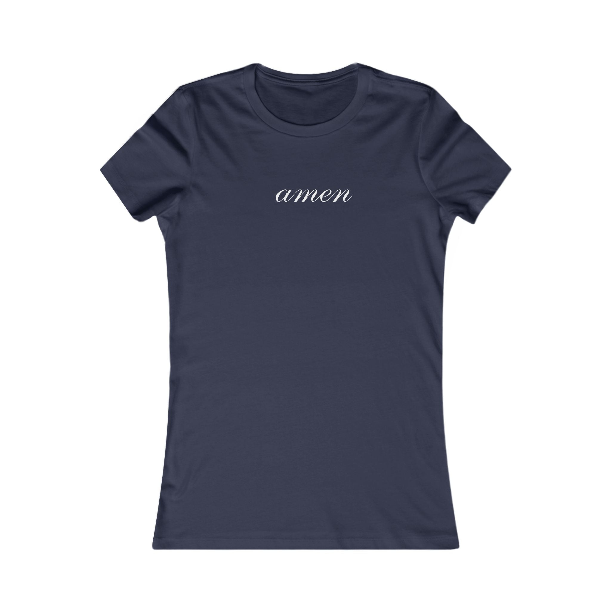 Amen Script Women's Tee — Minimalist Inspirational Christian Shirt