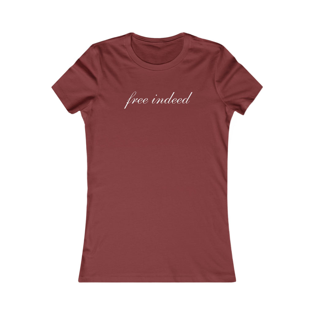 Free Indeed Women's Tee – Inspirational Script Graphic Shirt