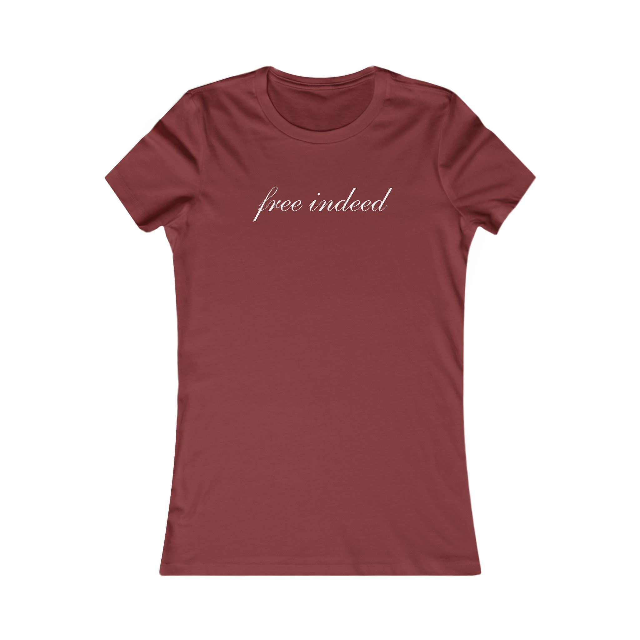 Free Indeed Women's Tee – Inspirational Script Graphic Shirt