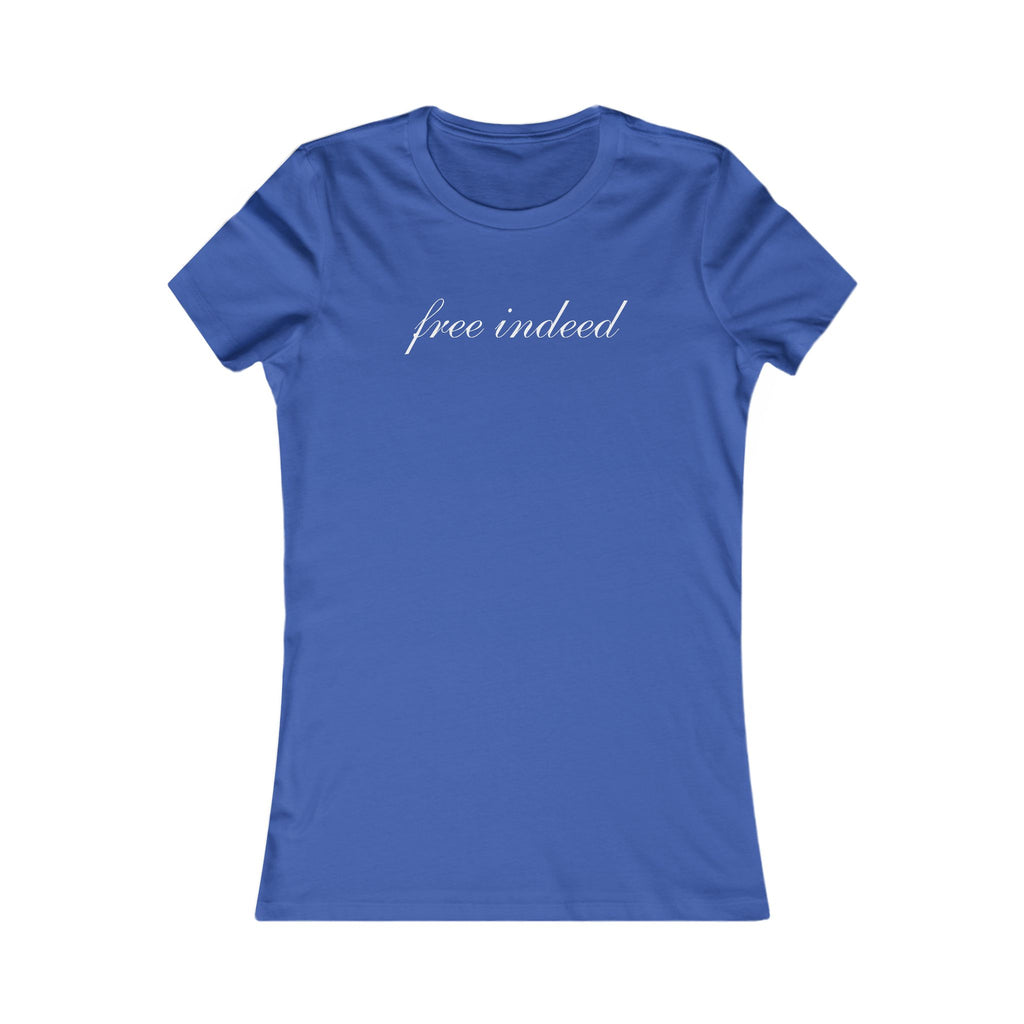 Free Indeed Women's Tee – Inspirational Script Graphic Shirt