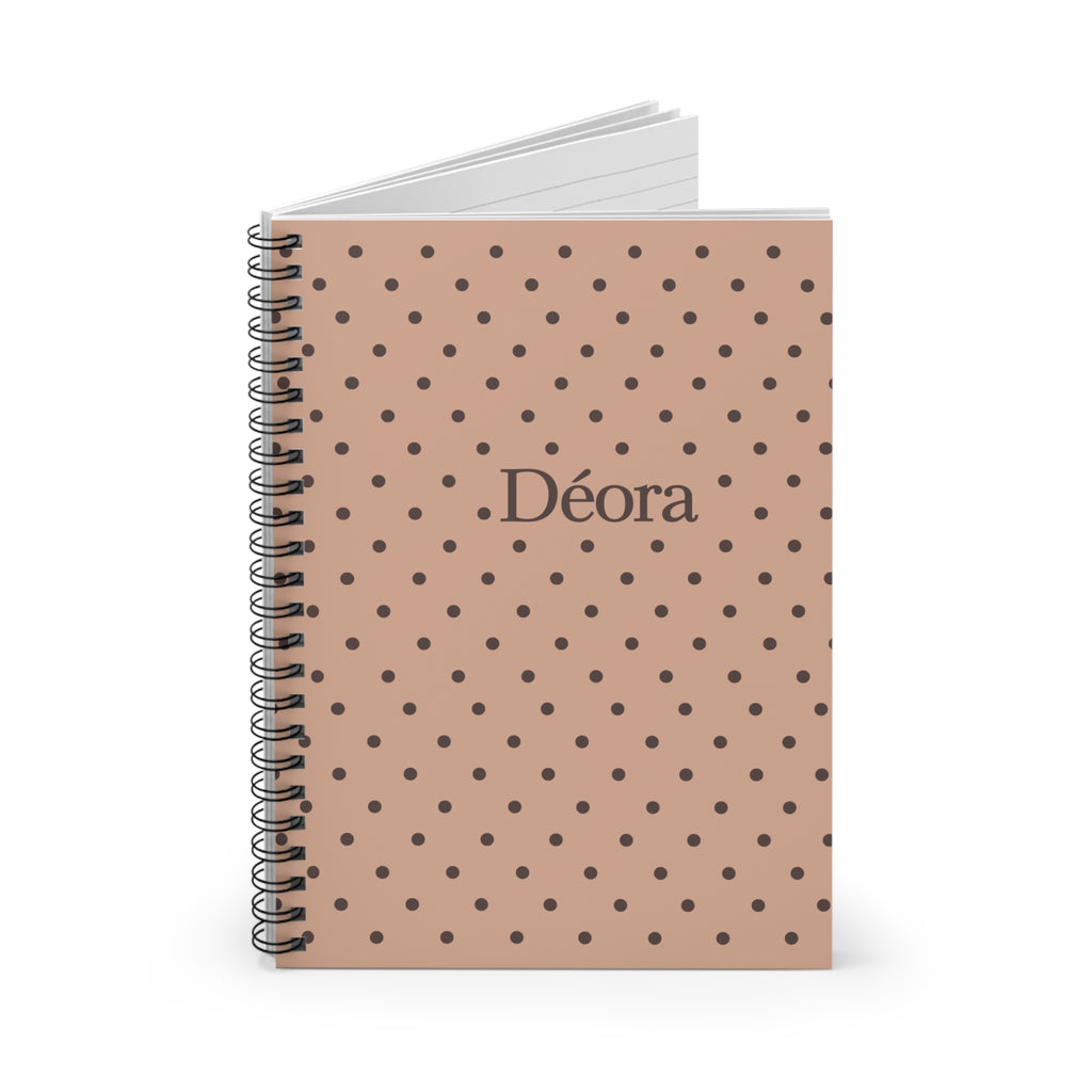 Personalized Polka Dot Spiral Notebook — "Déora" Ruled Journal
