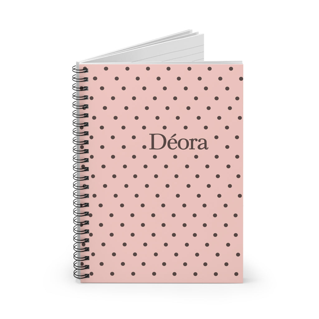 Polka Dot Personalized Spiral Notebook — 'Déora' Ruled Journal