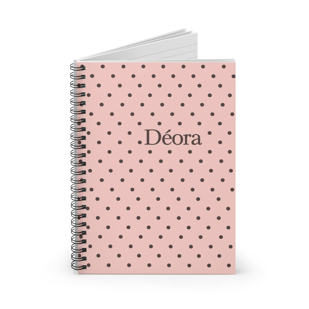 Polka Dot Personalized Spiral Notebook — 'Déora' Ruled Journal